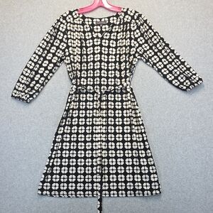 Luxology Black White Geometric Print Dress Women’s Size 10 3/4 Sleeve